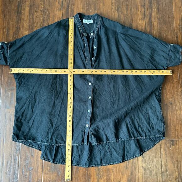 LJC DESIGNS Blouse Black Dolman Sleeve Relaxed Linen Goth Peasant - Picture 9 of 9